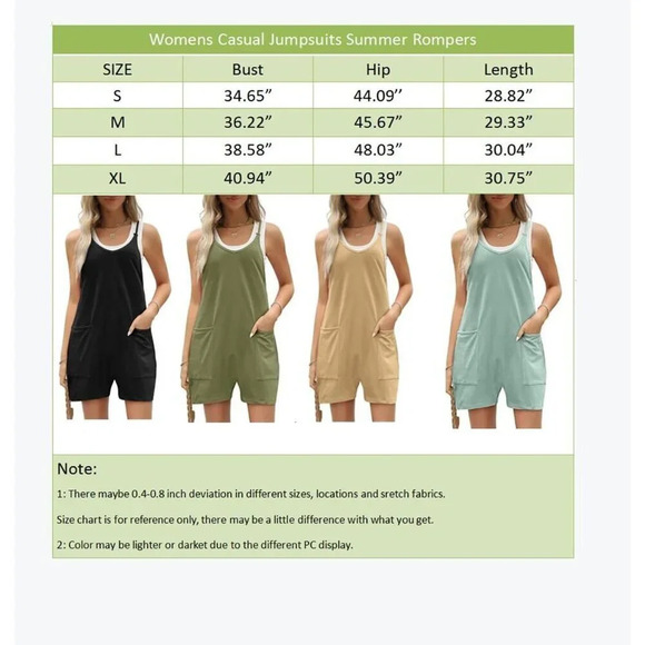 Womens Rompers Apricot Wide Leg Shorts Overalls Adjustable Strap Bib Jumpsuit - Picture 6 of 6